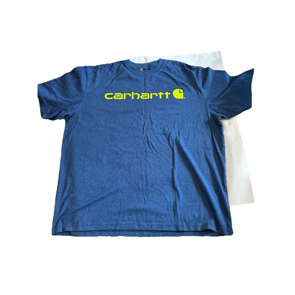 Carhartt Mens XL Original Fit Graphic T-Shirt Blue Lime Green K195 413 Short Slv